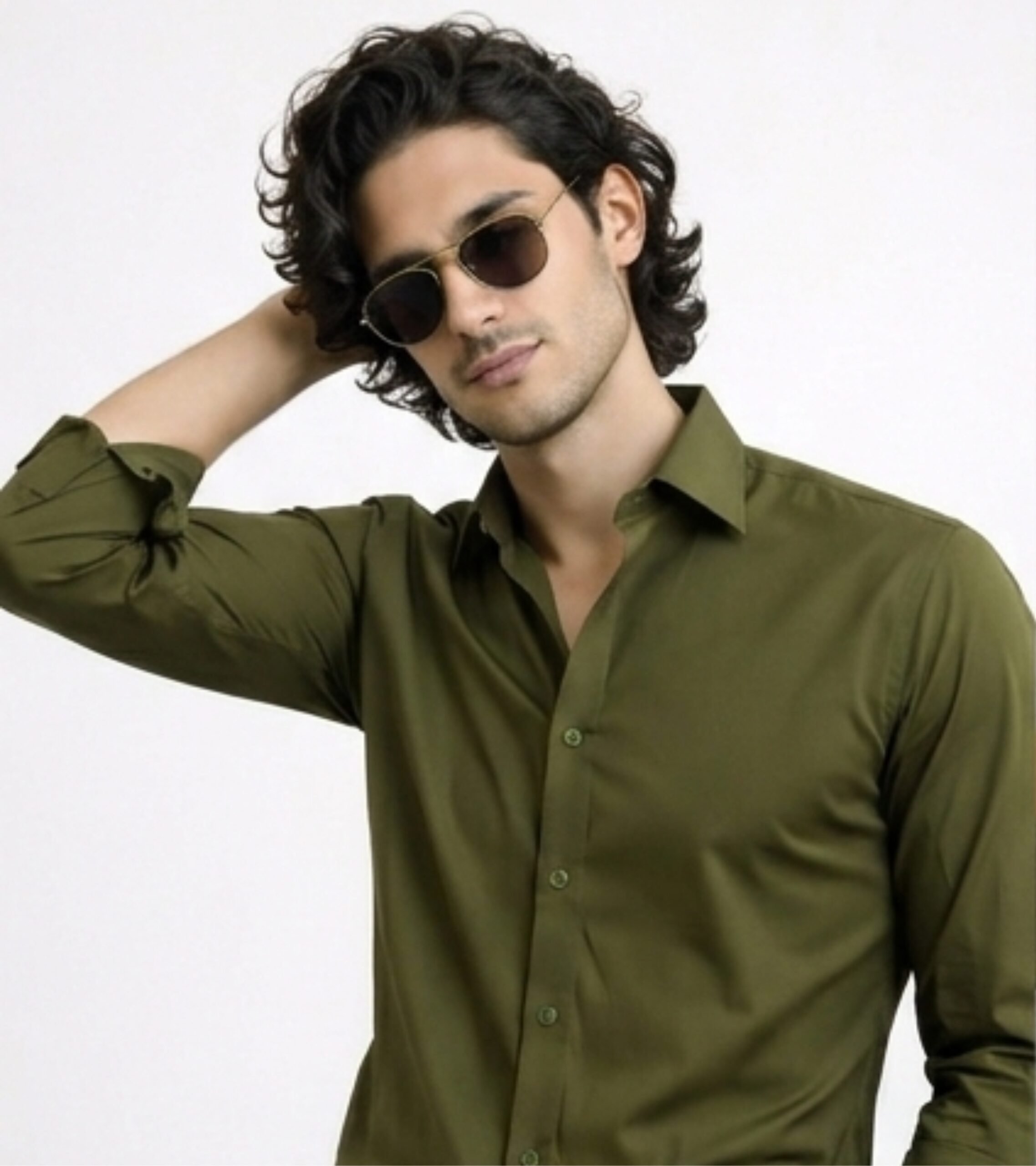 Olive Green Premium Formal Shirt